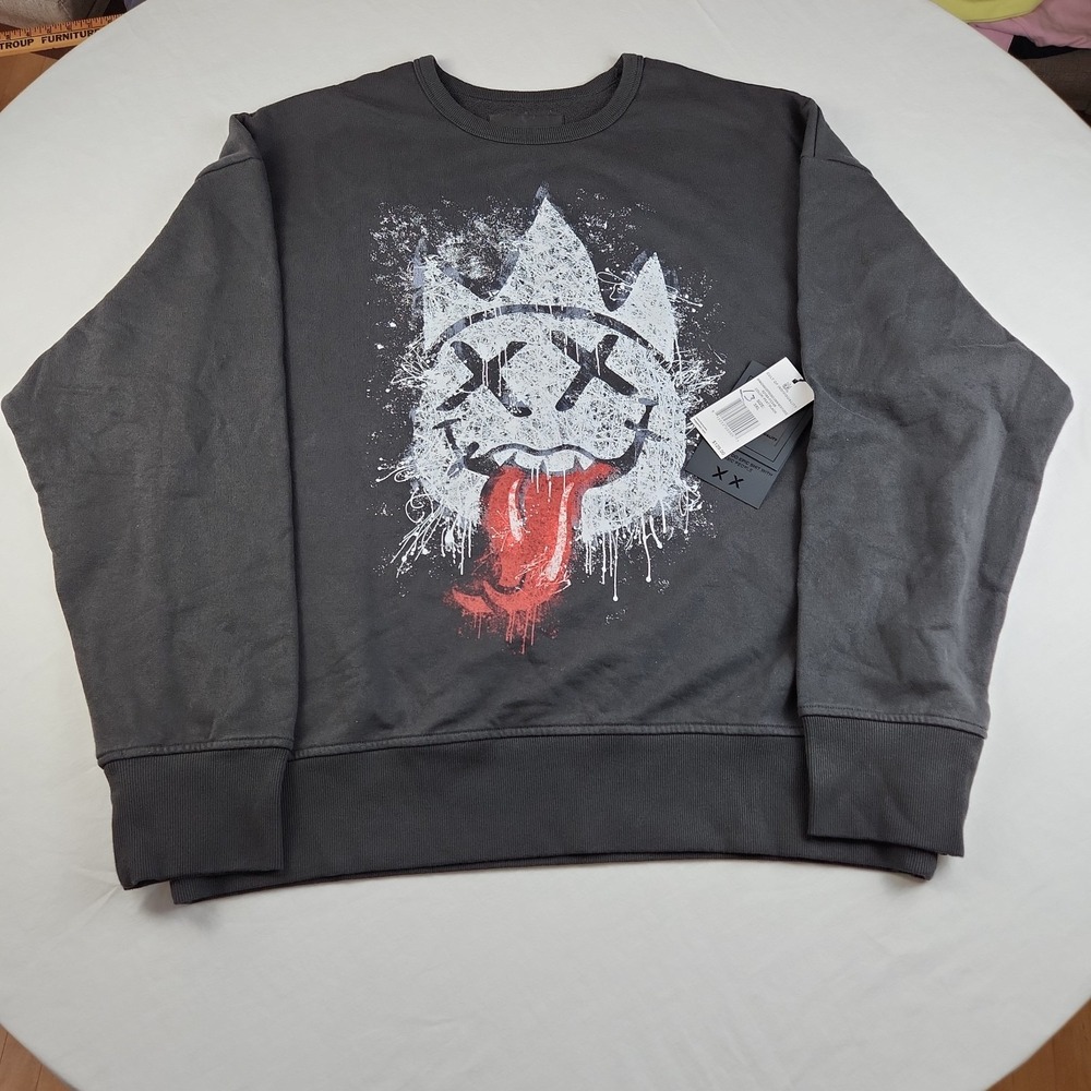 Cult Of Individuality Peat Black Sweatshirt 3XL Paint Splatter 621B8-FC24B